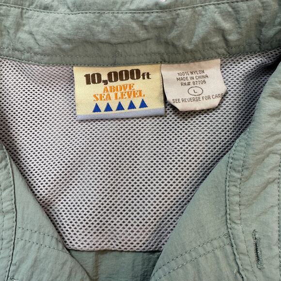 10,000 Ft Above Sea Level Shirt Mens L Button Up Long Sleeve Mint Green Fishing - Picture 3 of 10